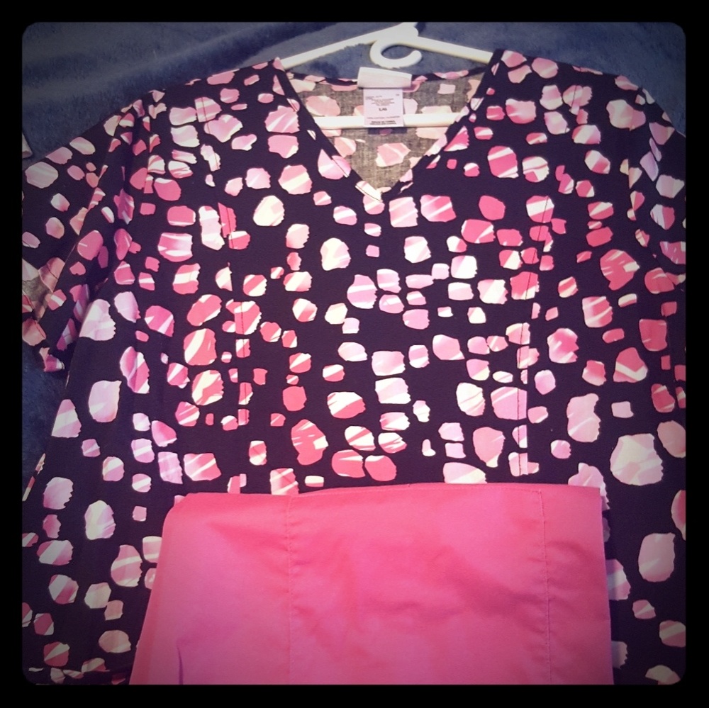 ScrubStar pink and black scrubs
